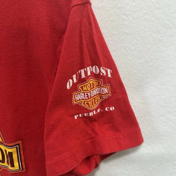 VTG Harley Davidson The Hammer and Sickle/Russia Tee M Red Single Stitch Pueblo - Picture 4 of 11